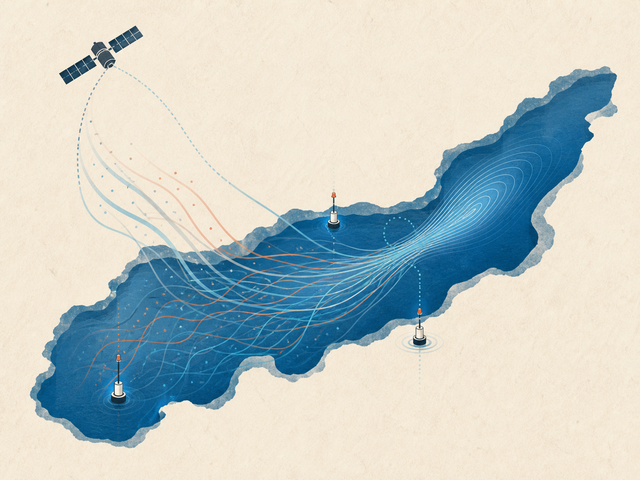 Lake Geneva, observation sensors, a satellite, and a data-assimilation flow.